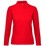 Polo básico de algodón de manga larga para mujer 180 g/m2 B&C color rojo