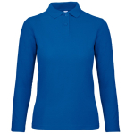Polo básico de algodón de manga larga para mujer 180 g/m2 B&C color azul real