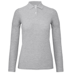 Polo básico de algodón de manga larga para mujer 180 g/m2 B&C color gris claro