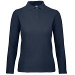 Polo básico de algodón de manga larga para mujer 180 g/m2 B&C color azul marino