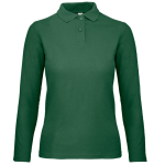 Polo básico de algodón de manga larga para mujer 180 g/m2 B&C color verde oscuro