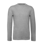 Camiseta de hombre de manga larga de algodón orgánico B&C color gris jaspeado