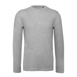 Camiseta de hombre de manga larga de algodón orgánico B&C color gris jaspeado vista de impresión