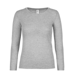 Camisetas impresas de algodón para mujer de manga larga 145 g/m2 B&C color gris jaspeado vista de impresión
