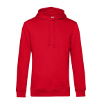 Sudadera moderna de algodón orgánico con capucha 280 g/m2 B&C color rojo