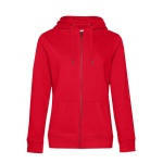 Sudadera de algodón para mujer con cremallera 280 g/m2 B&C color rojo