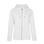 Sudadera de algodón para mujer con cremallera 280 g/m2 B&C color blanco