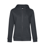 Sudadera de algodón para mujer con cremallera 280 g/m2 B&C color gris oscuro