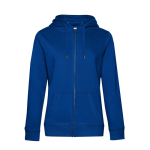 Sudadera de algodón para mujer con cremallera 280 g/m2 B&C color azul real