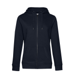 Sudadera de algodón para mujer con cremallera 280 g/m2 B&C color azul marino vista de impresión