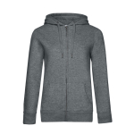 Sudadera de algodón para mujer con cremallera 280 g/m2 B&C color gris claro jaspeado