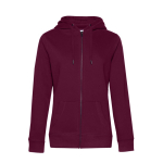 Sudadera de algodón para mujer con cremallera 280 g/m2 B&C color granate