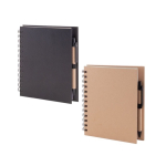 Libreta con bolígrafo de tinta azul y papel reciclado de hojas lisas color negro sexta vista