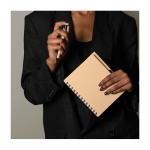 Libreta con bolígrafo de tinta azul y papel reciclado de hojas lisas color natural quinta vista