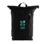 Mochila roll-top para ordenador hecha de algodón reciclado 15'' color negro vista principal