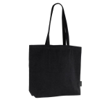 Bolsa hecha de algodón reciclado con asas largas 180 g/m2 color negro segunda vista