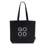 Bolsa hecha de algodón reciclado con asas largas 180 g/m2 color negro vista detalle