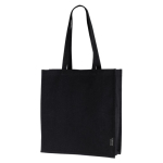 Bolsa de algodón reciclado de asas largas y certificación GRS 180 g/m2 color negro segunda vista