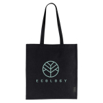 Bolsa de algodón reciclado de asas largas y certificación GRS 180 g/m2 color negro vista detalle
