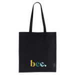 Bolsa de algodón reciclado de asas largas y certificación GRS 180 g/m2 color negro vista detalle 2