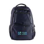 Mochila de cuero sintético con varios compartimientos en el exterior 15'' color azul marino vista principal