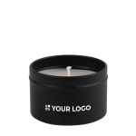 Vela de parafina en tarro de metal con tapa a juego 50g color negro vista principal