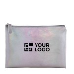 Moderno neceser de PU con efecto tornasol y tirador a juego color translúcido vista principal