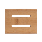 Jabonera con 2 orificios de drenaje hecha de bambú con certificado FSC color madera primera vista