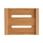 Jabonera con 2 orificios de drenaje hecha de bambú con certificado FSC color madera quinta vista