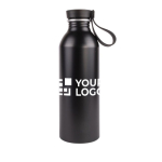 Botella de aluminio reciclado con detalle de madera en el tapón 550ml color negro vista principal