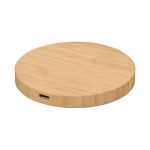 Cargador inalámbrico de bambú con superficie retroiluminada 15W color negro vista detalle 2