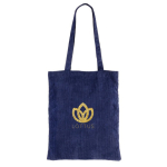 Bolsa aterciopelada de poliéster con asas largas 240 g/m2 color azul marino tercera vista