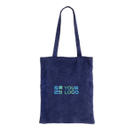 Bolsa aterciopelada de poliéster con asas largas 240 g/m2 color azul marino vista principal