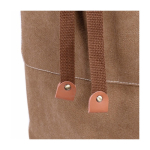 Delantal de efecto vaquero con varios bolsillos y detalles en PU color marrón segunda vista