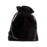 Bolsa pequeña aterciopelada de poliéster con cordones de cierre color negro segunda vista