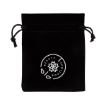 Bolsa pequeña aterciopelada de poliéster con cordones de cierre color negro sexta vista