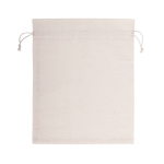 Bolsa mediana de algodón reciclado con cordones de cierre 120 g/m2 color natural tercera vista