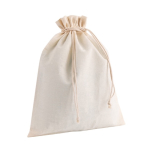 Bolsa mediana de algodón reciclado con cordones de cierre 120 g/m2 color natural cuarta vista