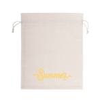 Bolsa mediana de algodón reciclado con cordones de cierre 120 g/m2 color natural quinta vista