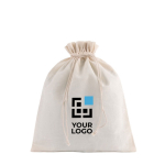 Bolsa mediana de algodón reciclado con cordones de cierre 120 g/m2 color natural vista principal