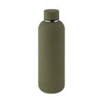Botella doble pared de acero inoxidable con acabado suave de goma 500ml color verde militar