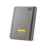 Agenda de cuero reciclado con anillas y planificación semanal B5 color negro imagen con logo