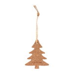Adorno navideño hecho de corcho en forma de árbol con cordón color marrón vista principal