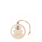 Colgante de navidad en forma de árbol con cordón de yute hecho en UE color madera vista de impresión