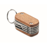 Llavero de madera de acacia con 7 herramientas y luz LED color madera tercera vista