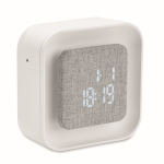 Reloj despertador cuadrado de ABS con luz ambiental regulable color blanco