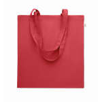 Bolsa de la compra de algodón reciclado con asas largas 140 g/m2 color rojo