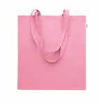 Bolsa de la compra de algodón reciclado con asas largas 140 g/m2 color rosa