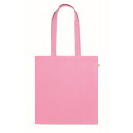 Bolsa de la compra de algodón reciclado con asas largas 140 g/m2 color rosa cuarta vista