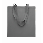 Bolsa de la compra de algodón reciclado con asas largas 140 g/m2 color gris oscuro